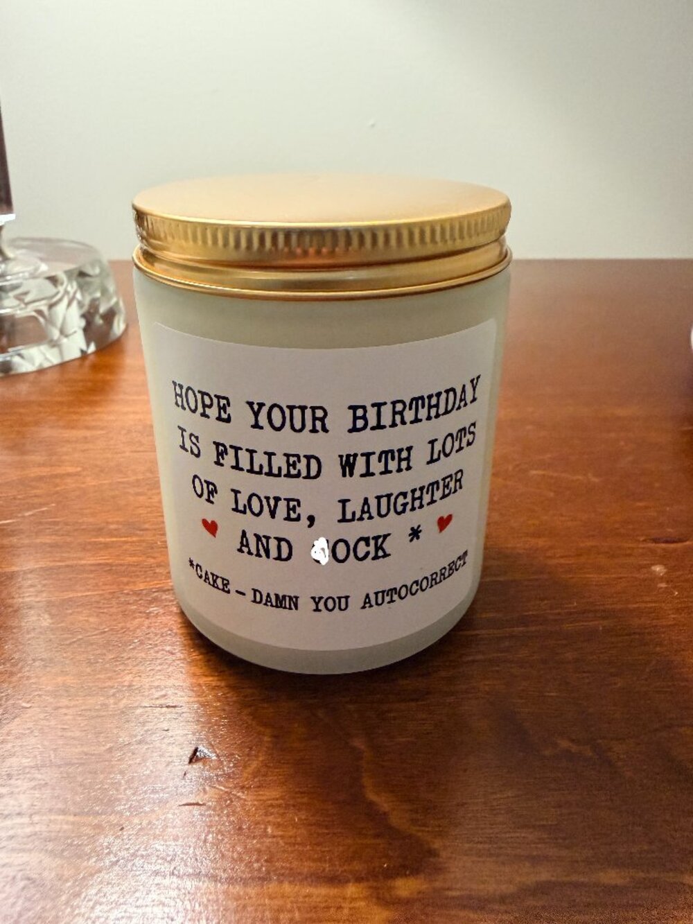 Hilarious "Autocorrect Fail" Lavender Scented Birthday Soy Candle - Brand New